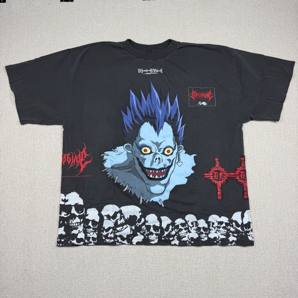 Civil Regime x Death Note Ryuk Side By Side Graphic Tee Washed Black Mens Large